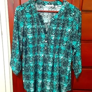 Women's Green/Black Blouse, size 1X, Notations,  EUC
